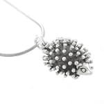 Three Dimensional Hedgehog Pendant in Sterling Silver on a 24" Rhodium and Sterling Snake Chain, #8105