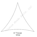 12' Triangle White Color Premium Quality Heavy Duty Shade Sail Made in USA
