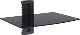 Designer Habitat - 1x Black Floating Shelf with Strengthened Tempered Glass for DVD Players/Cable Boxes/Games Consoles/TV Accessories