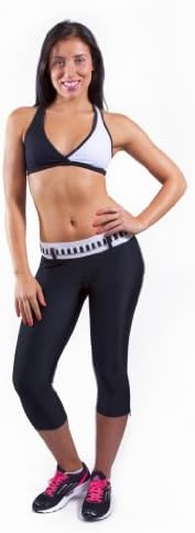 Sxe Fitness Womens Stripe Teaser Capris Black and White One Size