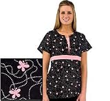 White Swan Uniforms Butterfly Kiss Empire Waist Corduroy Scrub Top