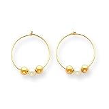 14k Pearl and Gold Ball Hoop Earrings