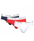 Calvin Klein Cotton Stretch Hip Briefs - 3 Pack (Medium, Red White & Navy)