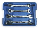 Westward 1LCE5 Ratcheting Wrench Set, Combo, mm, 4 PC