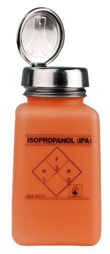 Menda 35272 HDPE durAstatic One-Touch Dissipative ESD Protective Bottle, 6 oz Capacity, Orange, IPA Printed