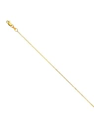 14K 18" Yellow Gold 0.8mm Polish Diamond Cut Cable Link Chain With Lobster Clasp