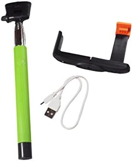 Wireless, High Quality Selfie Stick RB4K Bluetooth Wireless Monopod for Mobile Phone with Remote Shutter Button on Stick, Extendable Length and Adjustable Phone Holder (Green)