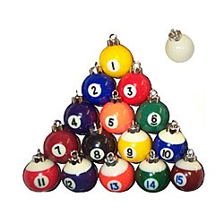 Miniature Pool Ball Ornament Set - Billiards > Accessories