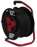 Eigenschaften bauCompany24  / KUNSTSTOFF-KABELTROMMEL, 33 m Kabel HO7RN-F 3G2.5, 3 VDE-Schutzkontakt-Steckdosen mit Sicherheitsklappdeckel