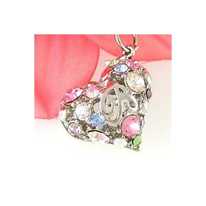 Buy Cute 3D Heart with Multi Crystals Cell Phone Charm Strap by Cell Charms