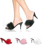 AMOUR-03, 3 Classic Marabou and Satin Slipper in Sizes 5-16