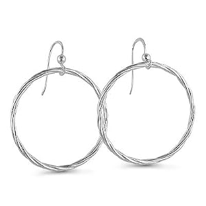 Designer Sterling Silver 30MM Twisted Circle Drop Earrings