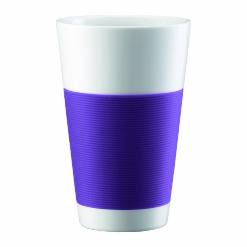 Bodum Canteen Porcelain Double Wall Cooler with Silicone Grip, Purple, Set of 2