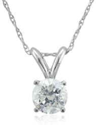 14k White Gold Solitaire Diamond Pendant Necklace (HI, I1-I2, 0.25 carat)