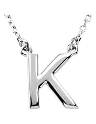 CleverEve Designer Series Block K Script Initial K Sterling Silver Necklace 16"