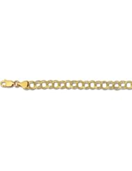 7" 14K Yellow Gold Wide Polished Diamond Cut Double Link Charm Bracelet w/ Lobster Clasp