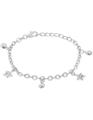14k White Gold, Rolo Cable Link Charm Bracelet for Kids Children 10mm Wide