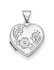 Genuine IceCarats Designer Jewelry Gift 14K White Gold Heart Locket
