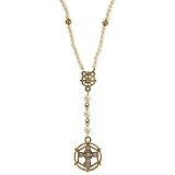 Dual Frame Simulated Pearl Crystal Cross Necklace