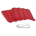 Norpro 3602 Silicone Cake Pop Pan with 20 Reusable Plastic Sticks, Red