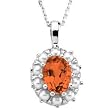 14K White Gold Fire Opal and Pearl Pendant