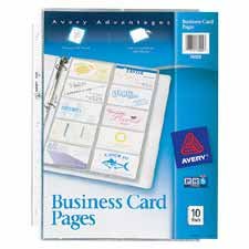 Avery(R) Business Card Holder Refill Sheets, Nonstick Untabbed, Pack Of 10 by Avery