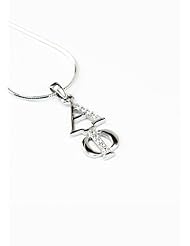 Alpha Phi Sterling Silver Lavaliere set with Lab-Created Diamonds