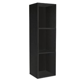 Way Basics Eco Storage Cube Plus 3-Shelf Storage Unit, Black Wood Grain