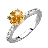 Classic 4-Prong Pave Platinum Engagement Ring with Fancy Orange-Yellow Diamond