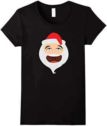Women's Santa Clause Happy Smile Asian Emoji Christmas Funny T-Shirt XL Black