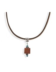 MMA Silver - 16 inch+2 inchExtension Leather Necklace with Turquoise and Square Sponge Coral