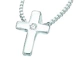 D for Diamond Sterling Silver P800 Girls Diamond Set Cross Pendant