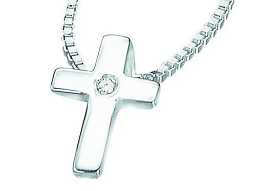 D for Diamond Sterling Silver P800 Girls Diamond Set Cross Pendant