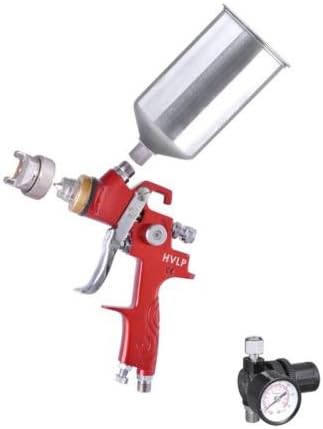 1.4mm HVLP Gravity Feed Spray Gun W/ Air Regulator Auto Paint Basecoat Clearcoat