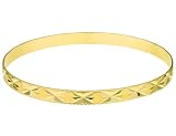 Diamond Cut 5mm Slip On Bangle in 14K Yellow Gold