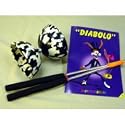 Diabolo Set 1x je Alustäbe/Heft/Diabolo Harlekin Medi schwarz weiß