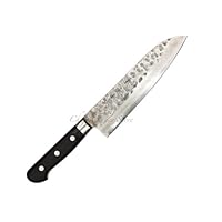 Kikuichi Cutlery Elite Warikomi Damascus Tsuchime Santoku Knife 7-in.