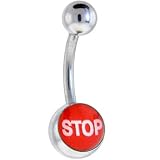 Red and White STOP Logo Belly Button Ring