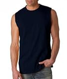 Gildan - Adult Ultra Cotton Sleeveless Shooter T-Shirt, Navy, L