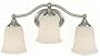 Murray Feiss VS10503-BS Three-Light Claridge Collection Vanity Strip, Brushed Steel with White Opal Acid Etch Glass Shades