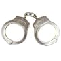 HWC Security Grade Nickel Plated Handcuffs Serial Numbered with 2 Keys Double Locking Nickel Finish