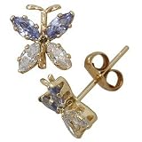 Tanzanite & Cubic Zirconia Butterfly Earrings