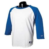 Champion Raglan Sleeve Baseball Jersey in White W/ Team Blue in size 2X
