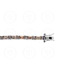 Sterling Silver -Rhodium Plated CZ Champagne Emerald Cut Tennis Bracel