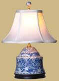 Unique Asian Design Lighting - 17" Blue & White Pocelain Jar Oriental Style Fine Table Lamp