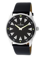Le Chateau #2670M-1 Men's Black Tone Black Elegant Slim Leather Strap Watch