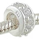 Sterling Silver Clear CZ Eternity SPACER Bead Charm fits Pandora and Biagi Bracelets GIFT BOXED