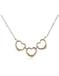 14k Yellow Gold Colored Triple Heart Necklace, 18"