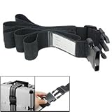 Black Travel Adjustable Luggage Strap w. Luggage ID Tag
