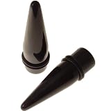 1/2" Jumbo Ear gauging taper ear stretching pair. Large black acrylic 2 piece tapers size 1/2" ~ bodfx